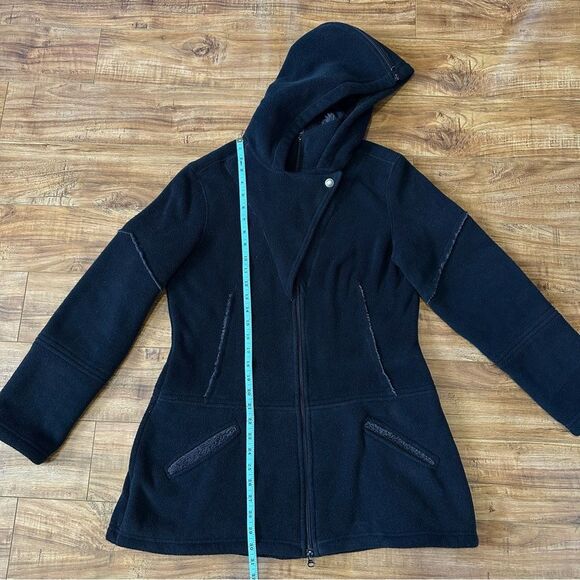 Athleta RARE Sherpa Longline Full Zip Hoodie Jacket Size Medium Black - Picture 12 of 15